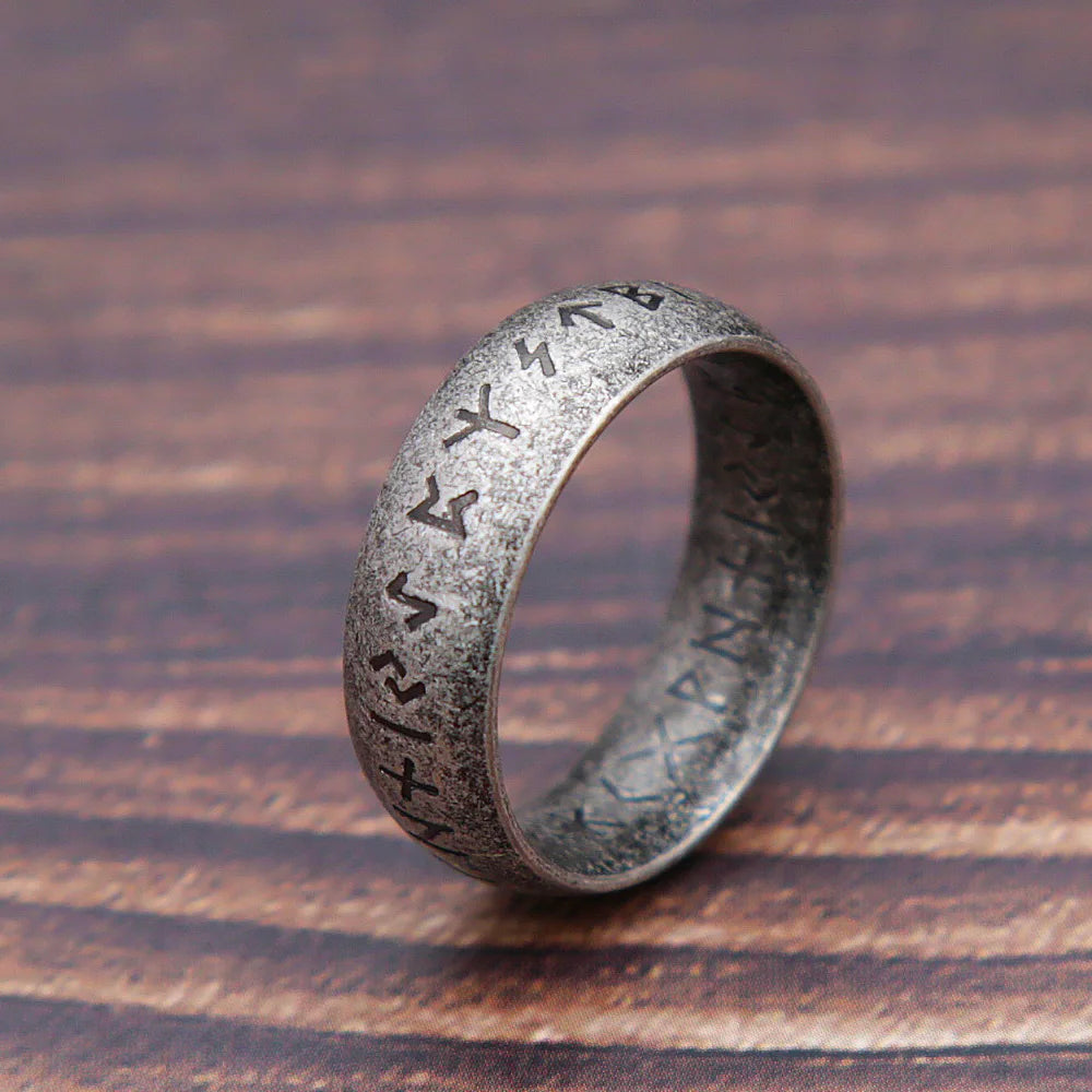 Fashion Retro Viking Rune Ring – 316L Stainless Steel Odin Letter Amulet, Couple Jewelry Gifts for Men & Women