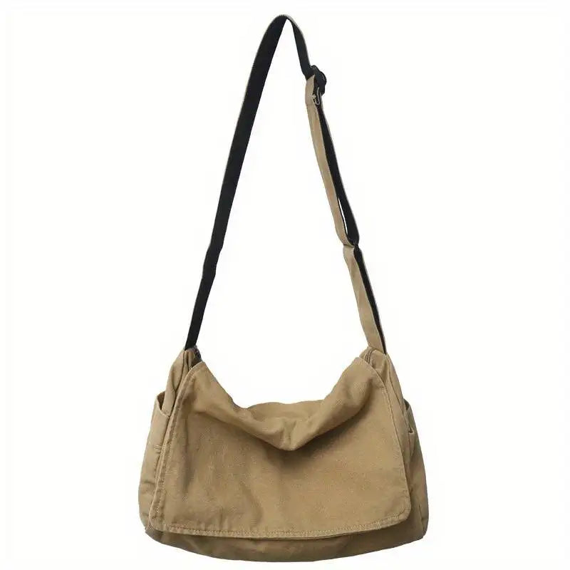 Women’s Vintage Canvas Messenger Bag – Casual Crossbody Shoulder Tote Handbag for Teenagers & Everyday Use