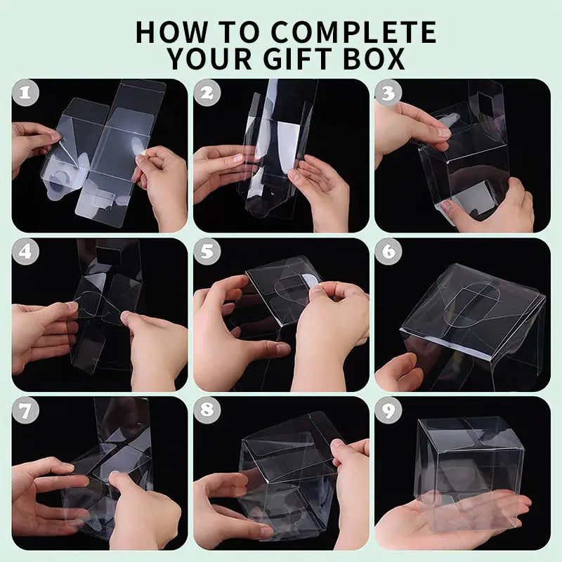 20/50PCS Clear PVC Square Gift Boxes – Multi-Size Transparent Packaging for Chocolate, Jewelry, Toys, Wedding & Party Display