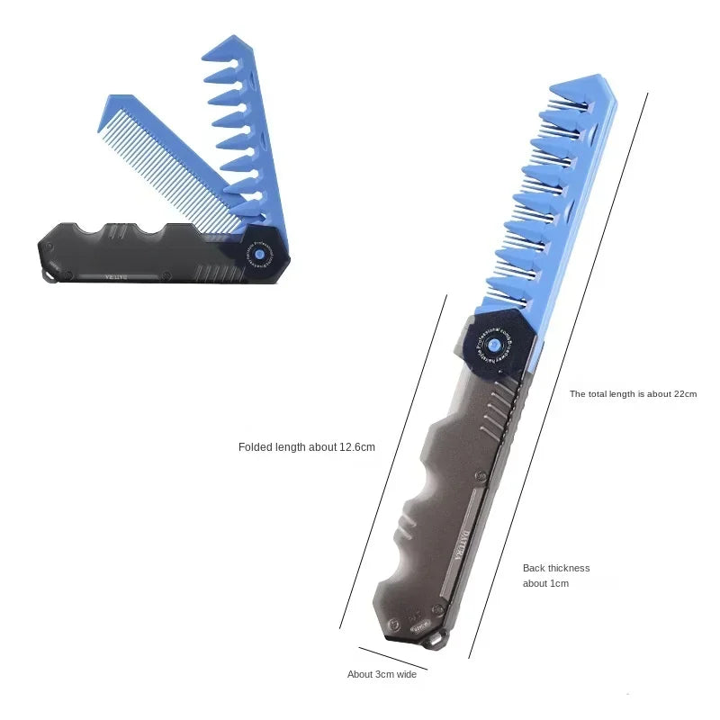 Portable Pocket Hair Comb for Men - Folding Wide Tooth Beard Styling Comb for Hair Care, Grooming & Barber Use