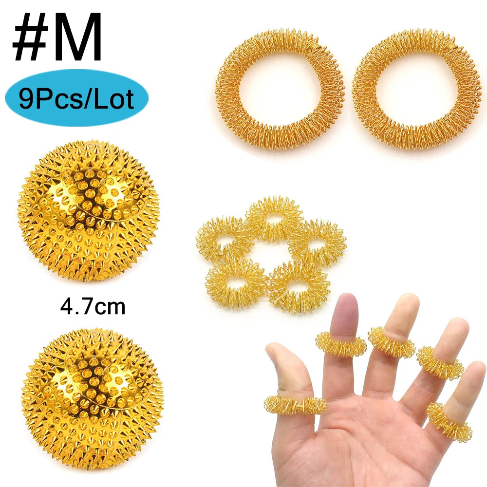 9pcs Hand & Foot Magnetic Therapy Spiky Massage Balls β Acupressure Trigger Point Pain Relief Pocket Massager