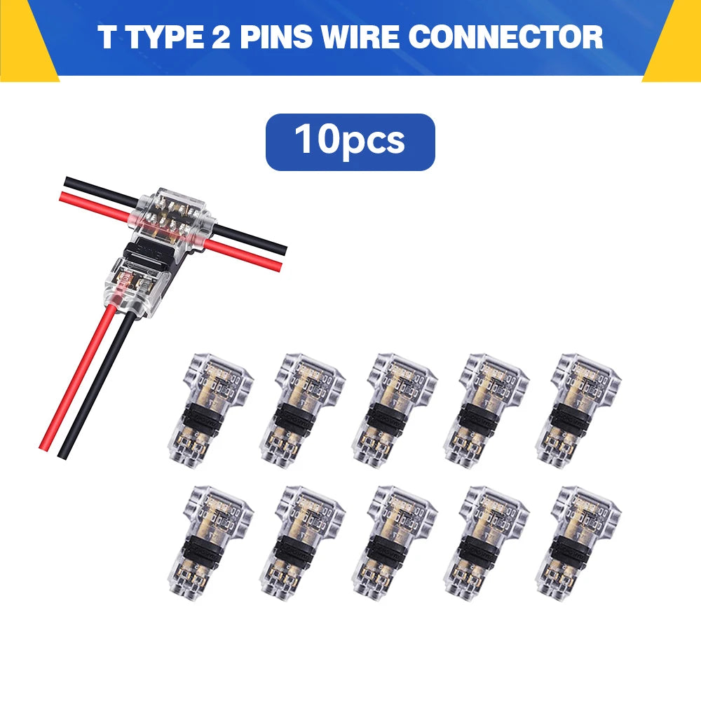 5/10PCS T-Tap 2-Pin (T2) Quick Splice Connectors — No-Solder, No-Peel Wire Terminals for Car & Truck