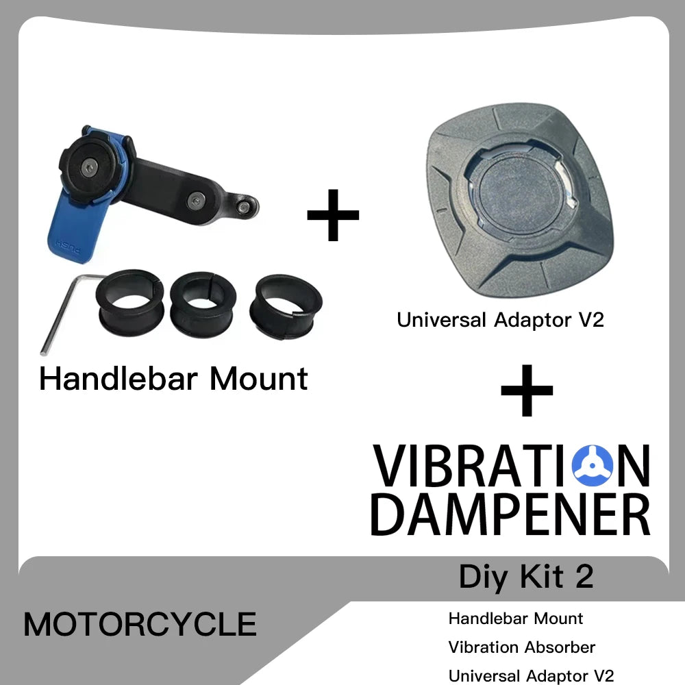 Motorcycle Handlebar Stem Fork Phone Mount — Vibration Dampener with MAG Universal Adapter, Wireless Charger & Mirror Brake Compatible