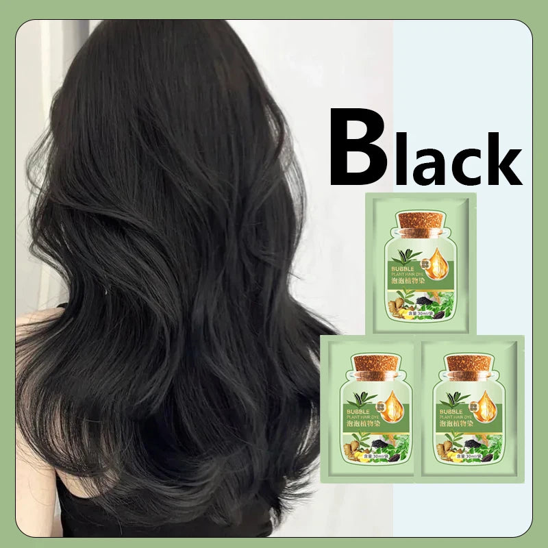 Pure Natural Herbal Hair Dye Shampoo – 5-Minute Gray & White Hair Color, Non-Irritating Hair Repair for Men & Women