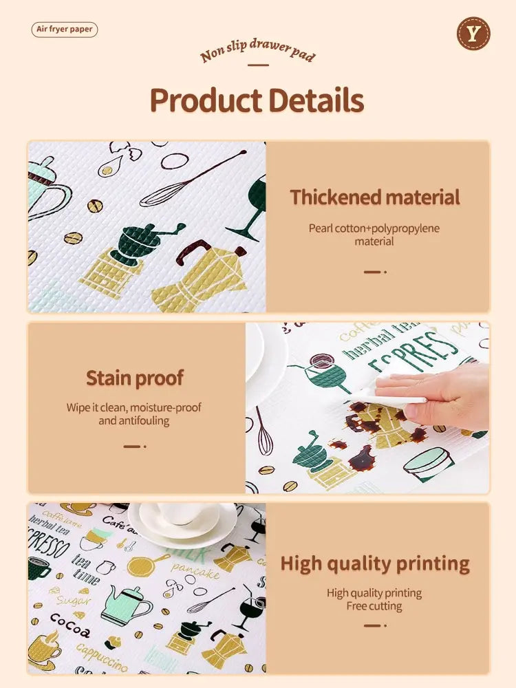 Waterproof Cartoon Kitchen Shelf Liners – Thickened Oil-Resistant Cabinet Drawer Mats