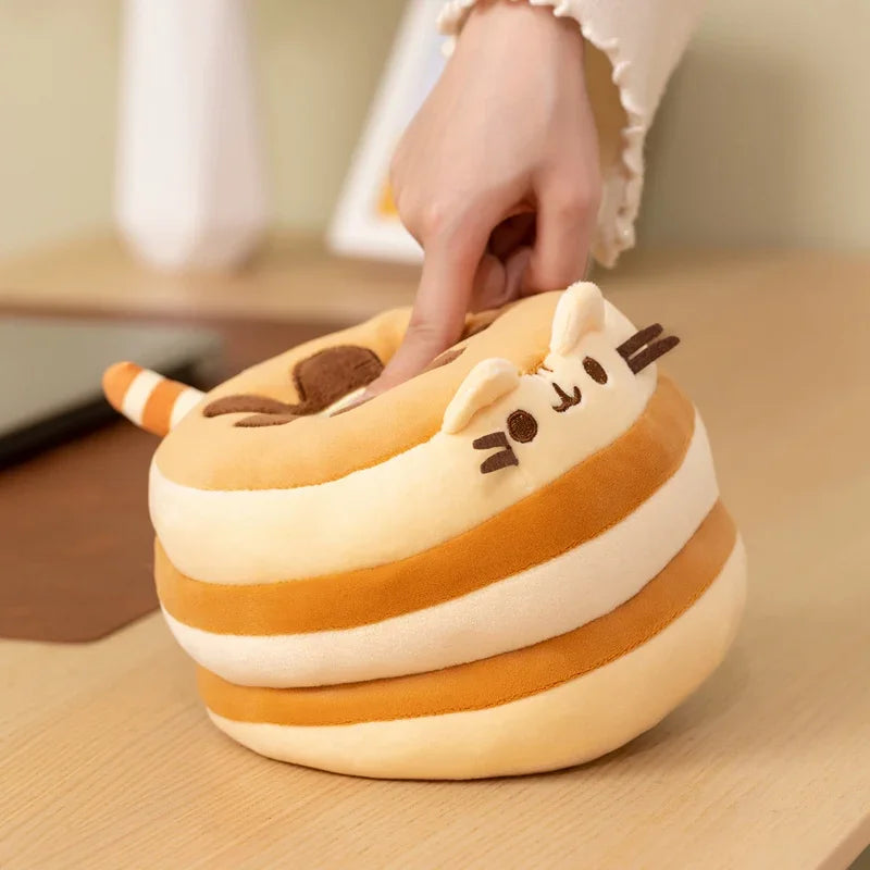 Cute Pancake Cat Plush Toy - Soft Kawaii Food-Shaped Stuffed Animal for Hugs, Sofa, Bed, Home Decor, and Gifts