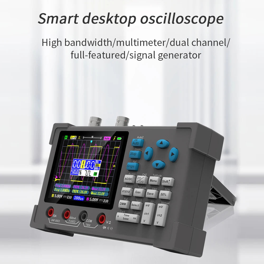 3-in-1 Digital Oscilloscope - Handheld Multimeter Signal Generator, Dual Channel 120MHz Bandwidth, 250MSa/s Sampling Rate 2/2
