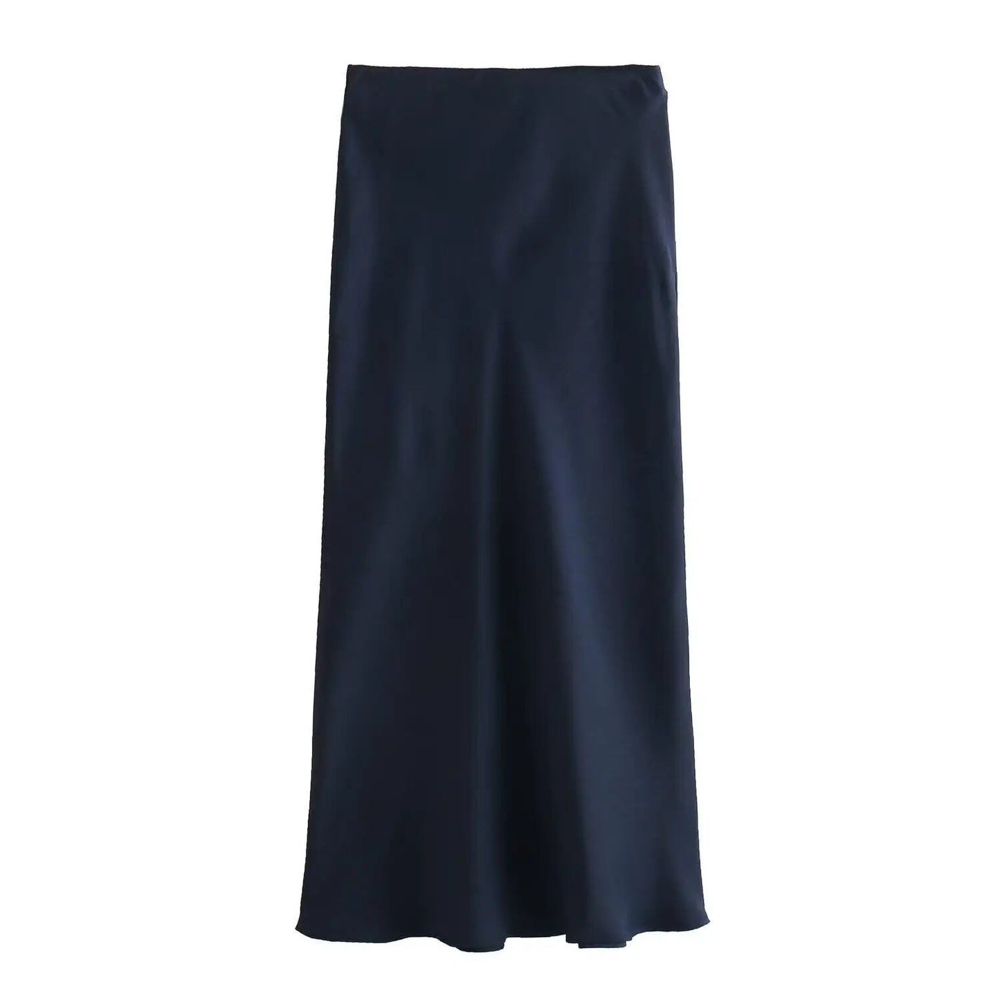 Willshela 2024 Women’s Black Satin High Waist Midi Skirt – Elegant Long Office & Summer Fashion Skirt for Women, Slim Fit Casual Wear