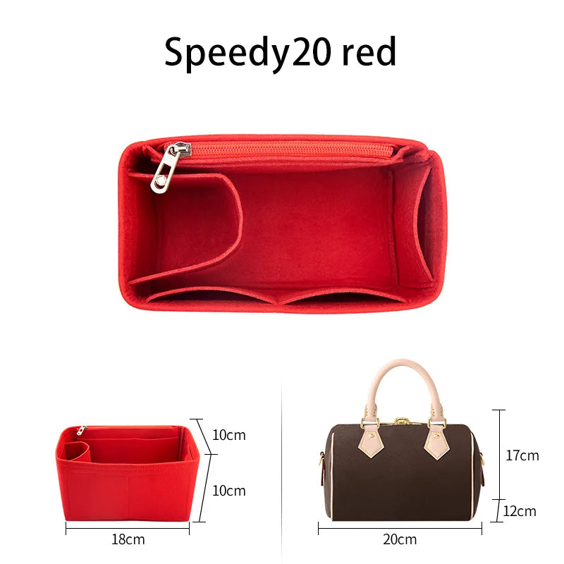 WUTA Felt Insert Bag Organizer — Inner Liner for LV Speedy 20/25/30/35 Handbags, Makeup & Travel Purse Storage
