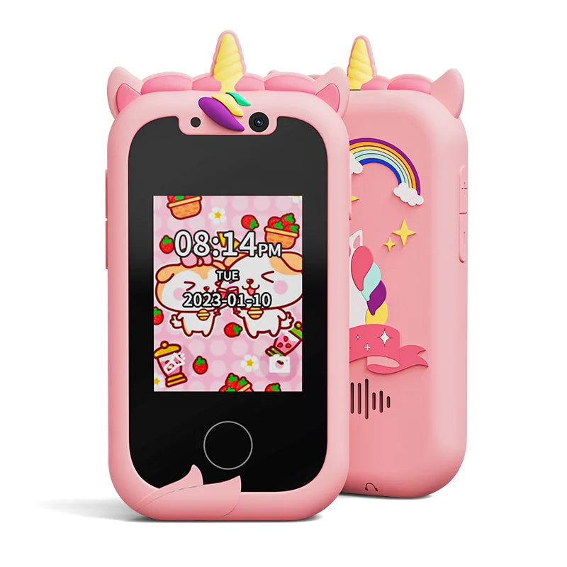 Children's Educational Phone Toy – Musical Unicorn Baby Mobile with Selfie Camera, 512MB TF Card, Birthday Gift for Babies