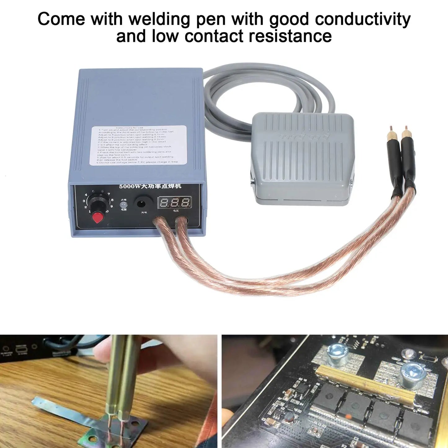 5000W Mini Portable Spot Welder Kit for 18650 Battery Packs – DIY Micro Spot Welding Tool with 0.15mm Nickel Strip Compatible