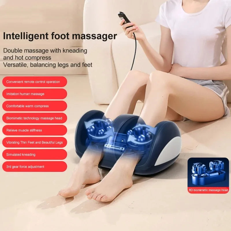 Extra Large Electric Foot Massager – Hot Compress Shiatsu Leg & Calf Kneading Roller for Deep Muscle Relaxation and Fatigue Relief