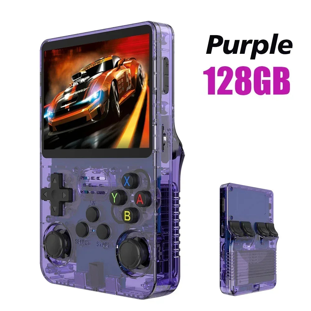 128GB Open Source R36S Video Game Console – Linux System, 3.5 Inch IPS Screen, Orange Portable Pocket Player with 64GB of Best Games