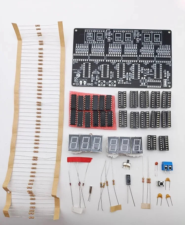 6-Digit Digital Clock DIY Kit - 4.5V–5.5V Electronic Circuit Module for Soldering, Training & Practical Projects
