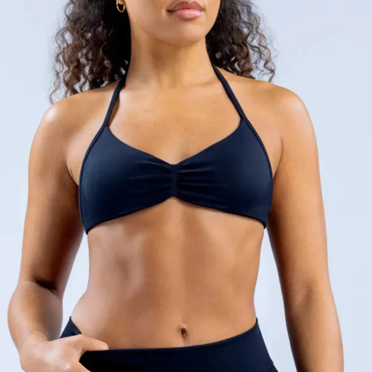 Impact Strappy Bra with Logo β Seamless Halterneck Yoga Top, Padded Gym Crop & Light Support Sports Bra