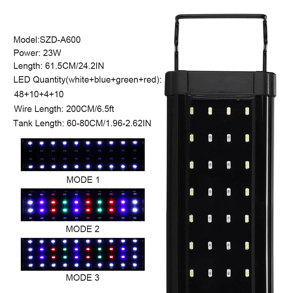 Aquarium LED Light β Super Slim RGB Fish Tank Grow Light, Waterproof Clip Lamp for Aquatic Plants, 31-120cm