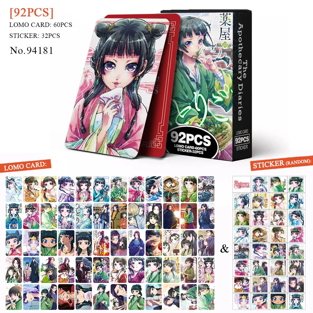 The Apothecary Diaries Anime Stickers & Photo Cards – 92-Piece Double-Sided Color Printed LOMO Collectible Card Set & Gift