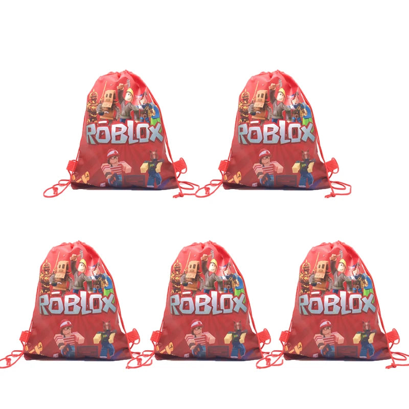 6/12/18/56PCS Roblox Drawstring Bags – Nonwoven Party Favor Bags for Kids Birthday, Baby Shower & Game Party Supplies