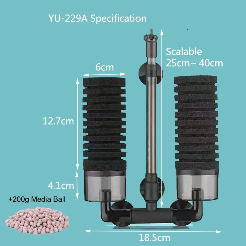 Aquarium Sponge Filter with Air Pump β Bio Skimmer & Biochemical Filter for Fish Tanks