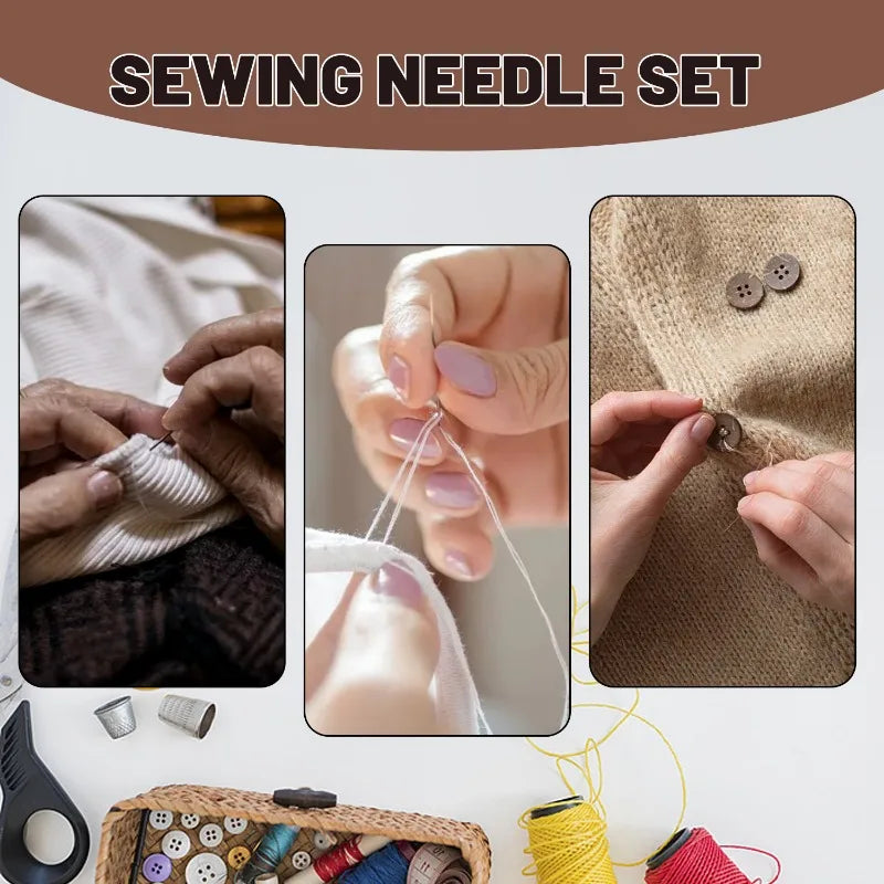 Large Eye Stainless Steel Sewing Needle Set for Embroidery, Knitting & Yarn Stitching β Hand Sewing DIY Crafts Tools