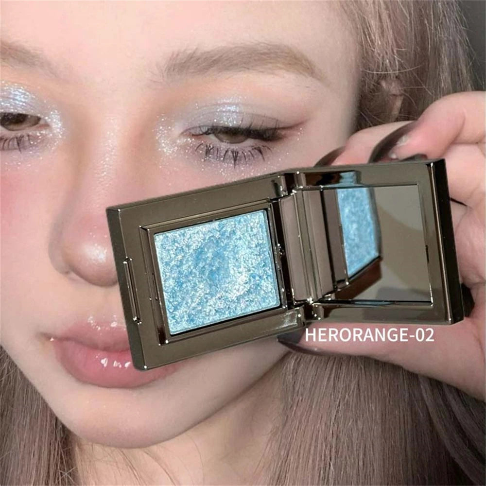Metallic Glitter Eyeshadow Palette – Sparkling Cream Mousse Shimmer Highlighter in Punk Purple Pearlescent Pigments