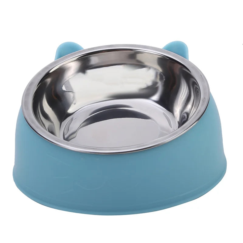 Inclined Cat & Dog Feeding Bowl – Stainless Steel Pet Food and Water Feeder