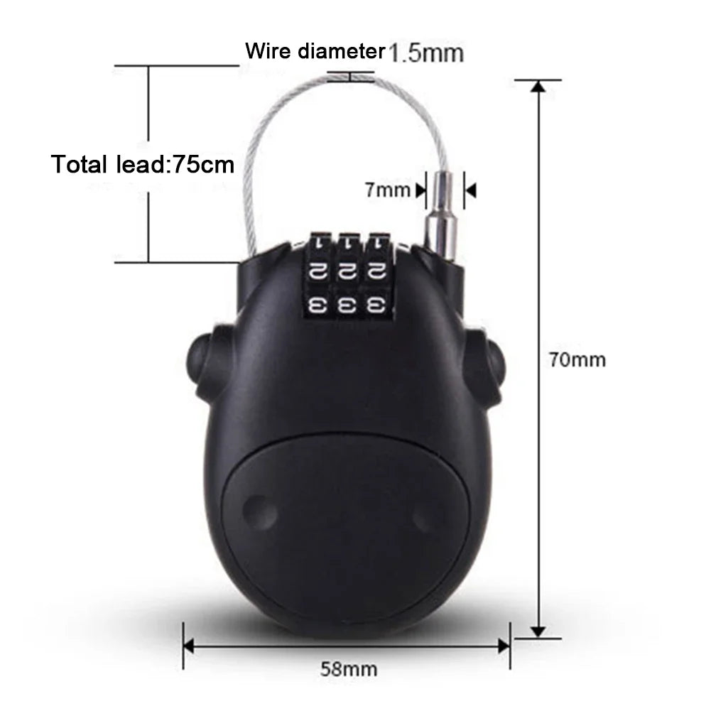 Universal Motorcycle Helmet Password Lock - Telescopic Wire Rope Steel Cable Code Lock for Suitcases, Cars, and More