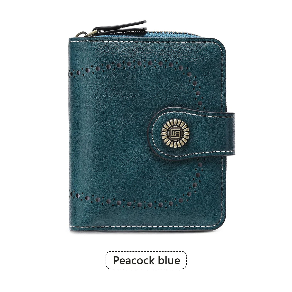Retro Hollow-Out Short Purse for Women – Multi-Card Zipper Wallet, European & American Fashion Design