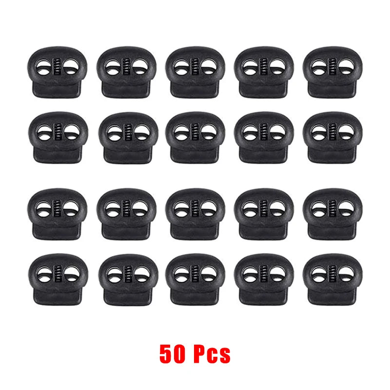 50pcs Plastic Cord Lock Toggle – DIY Spring Stopper for Lanyards, Drawstrings, Shoelaces & Clothing