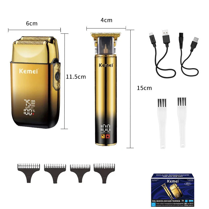 Kemei Hair Trimmer – Electric Razor & Foil Shavers, Professional Beard Trimmer for Men, Grooming Kit & Barber Clippers
