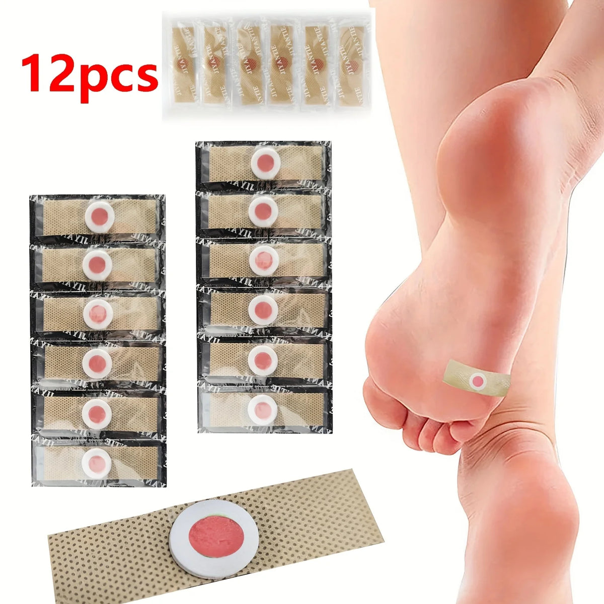 12-Piece Foot Corn and Callus Removal Pads - Clavus Corn Plasters for Foot Care and Protection