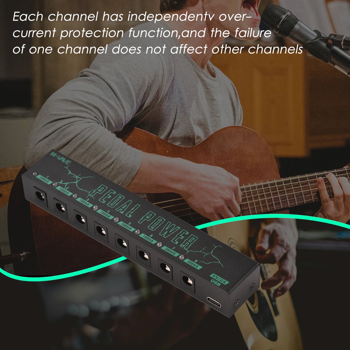 M-VAVE PEDAL POWER - Guitar Pedal Power Supply with 8 Isolated DC Outputs for Guitar Effectors
