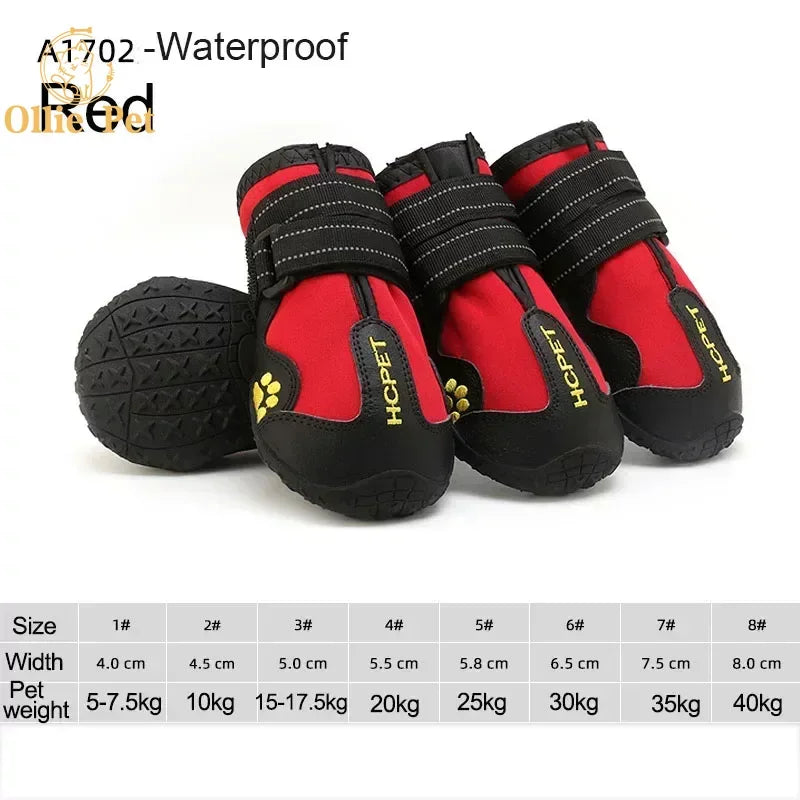 Dog Shoes Waterproof Rain Boots — Anti-Slip, Warm Snow & Reflective Protection for Small and Large Pets