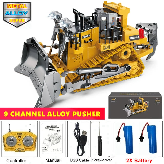 4WD RC Excavator Alloy Dump Truck Bulldozer | Remote Control Construction Vehicle Toy for Kids
