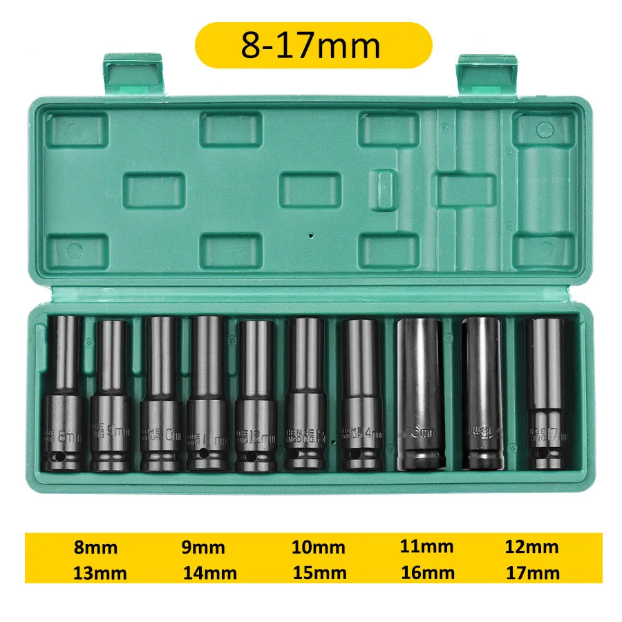 1/2 Inch Drive Impact Socket Set - 10/20PCS 6-Point Metric Carbon Steel Sockets 8-32mm with Storage Case