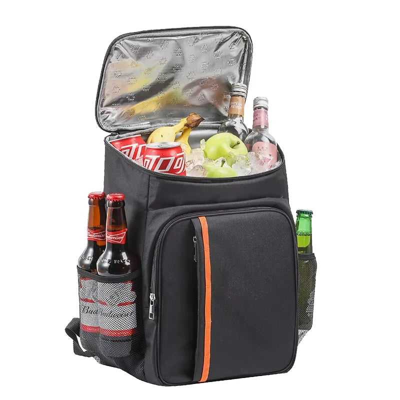 Large Insulated Cooler Backpack - Water-Repellent Thermal Food Bag with Double Zippers for Picnic, Camping & Travel