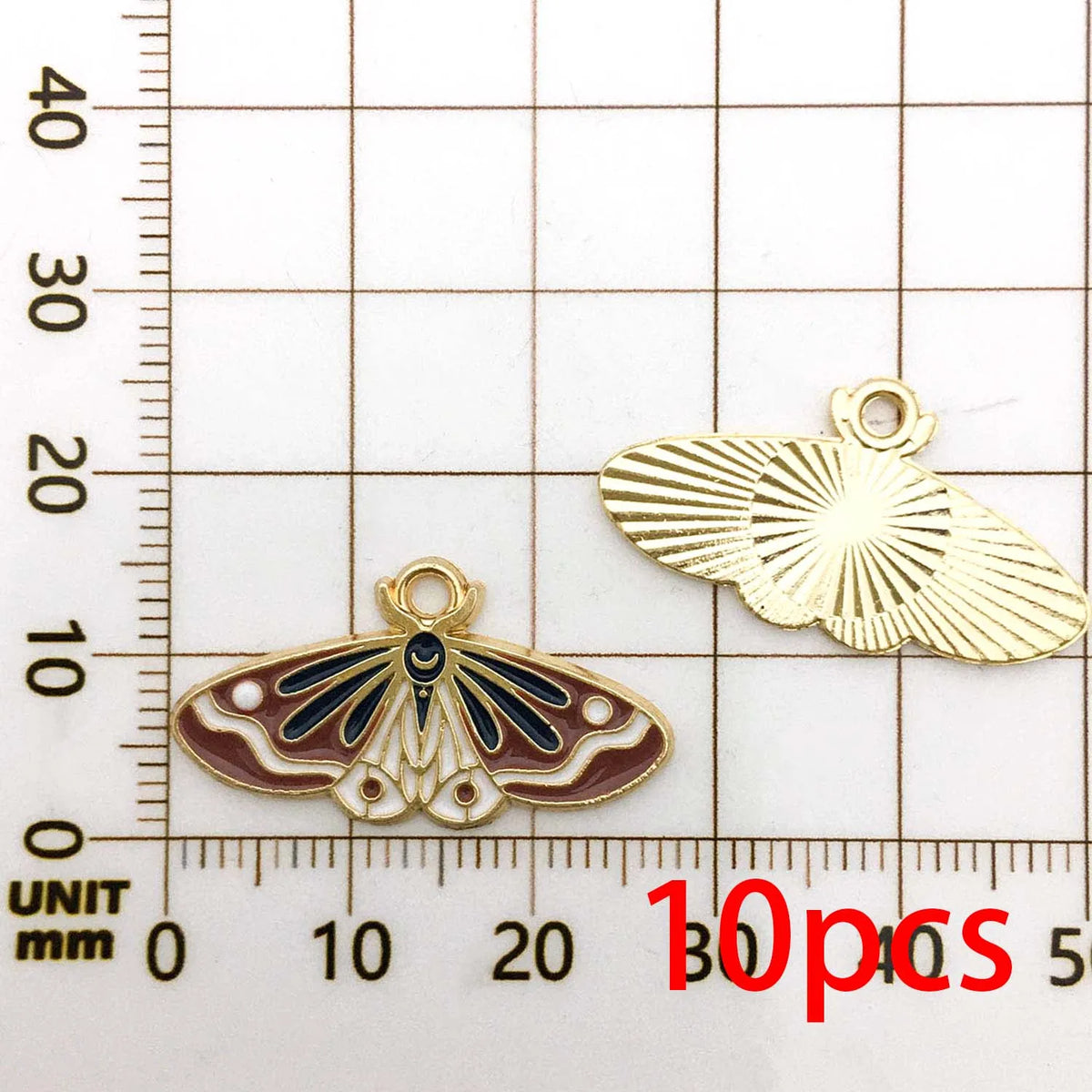 10–12 Piece Halloween Enamel Charms Set - Colorful Moth and Butterfly Pendants for DIY Jewelry Making & Crafts