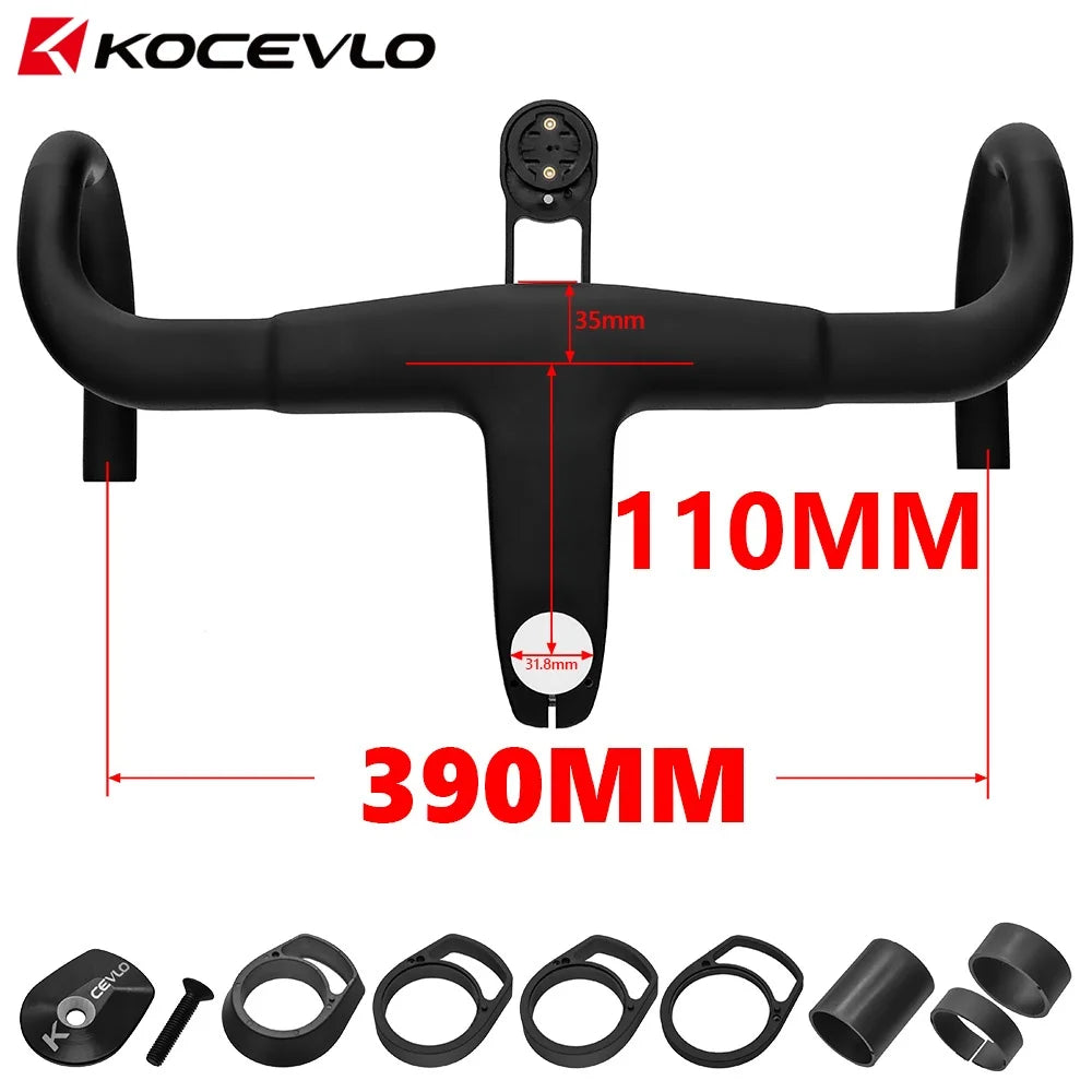 KOCEVLO H11 Carbon Road Bike Handlebar with Stem - Integrated Handlebar 370/390/400/420mm for 28.6/31.8mm Systems