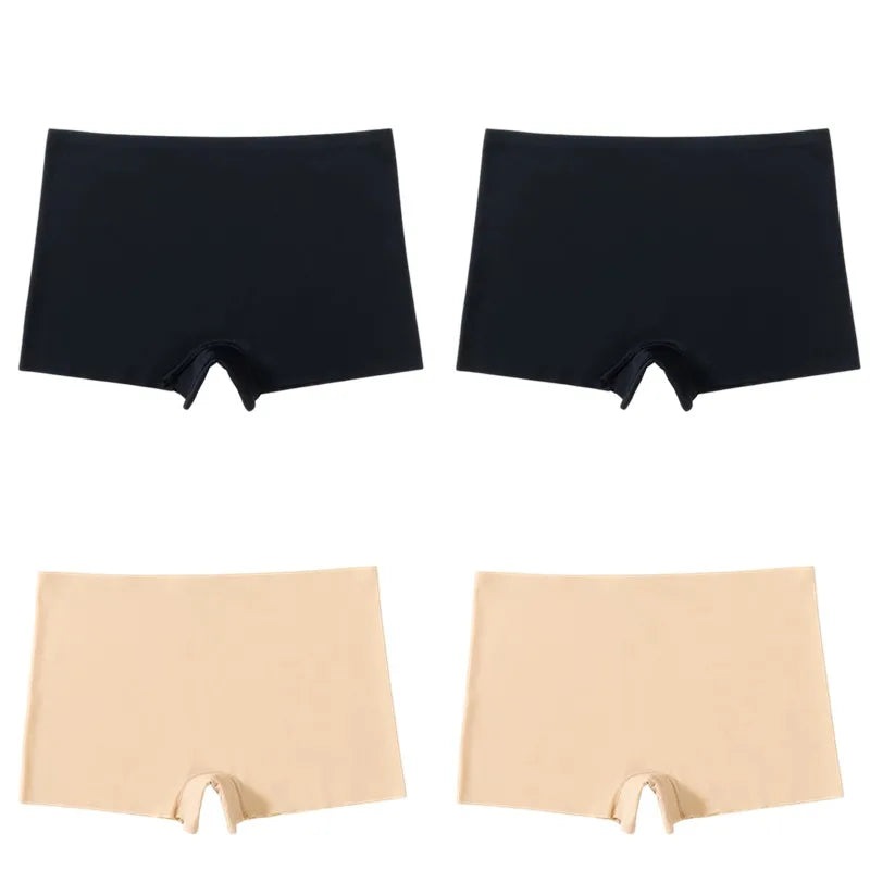 BZEL 4PCS Women's Seamless Panties β Breathable Silk Satin Boyshorts, Comfortable Sports Lingerie Underwear