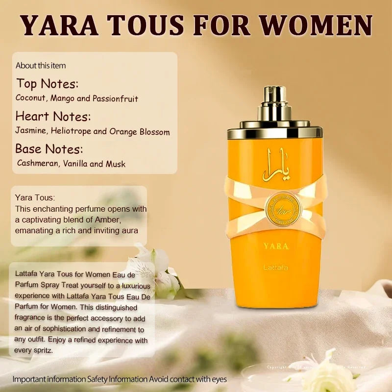 100ml Original Yara Moi Tous Asad Perfume Spray - Long-Lasting Men's and Women's Fragrance with Pheromones, Ideal Gift