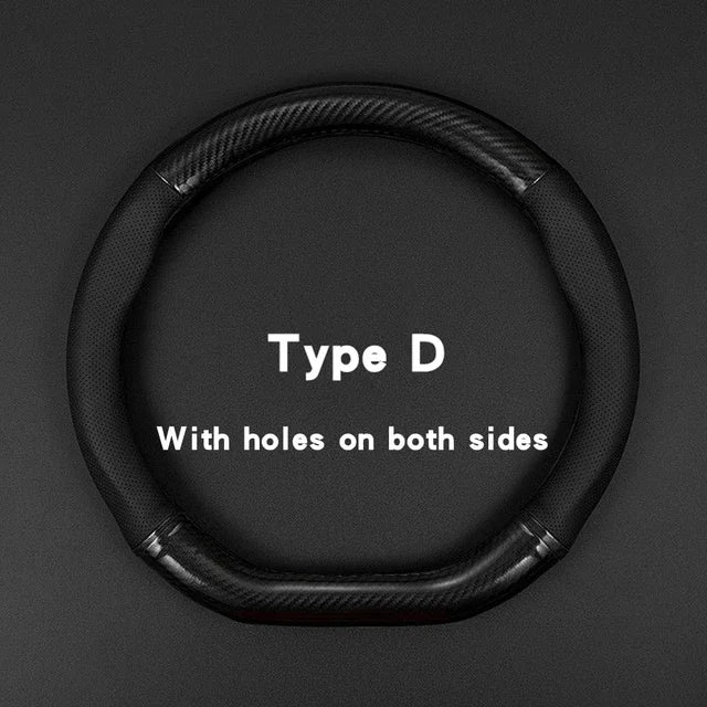 Universal Car Steering Wheel Cover — Carbon Fiber Leather, 3D Anti-Slip, Simple & Stylish Car Accessory