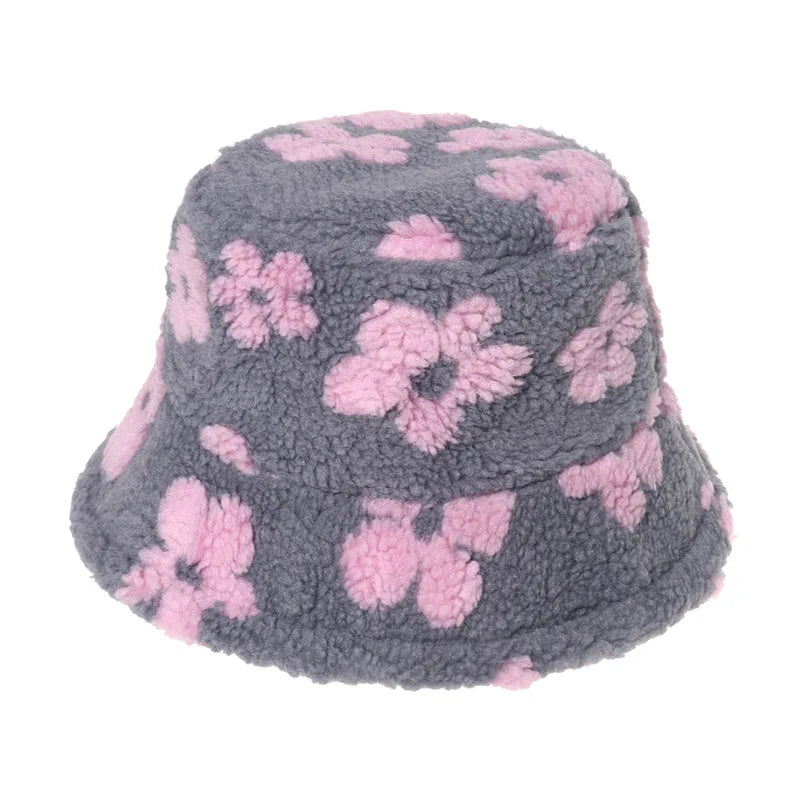 Women’s Winter Bucket Hat – Fashion Leopard Panama, Warm Vintage Faux Fur Fisherman Cap
