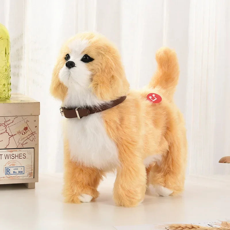Simulation Electric Pet Dog Toy - Voice Control, Walking & Nodding Plush Robot with Music for Kids