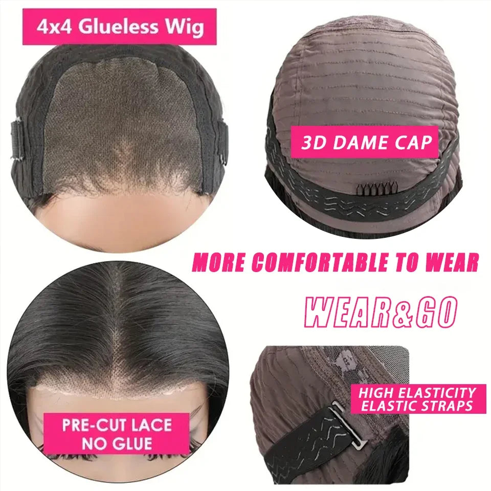 Kinky Straight Lace Front Wig β HD Transparent Remy Human Hair, Glueless Lace Part Wig for Women