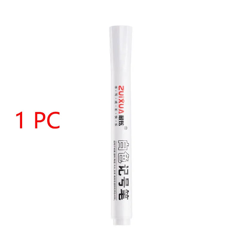 White Marker Pen Set - Waterproof Oil-Based Gel Pens for DIY, Graffiti, Sketching & School Supplies