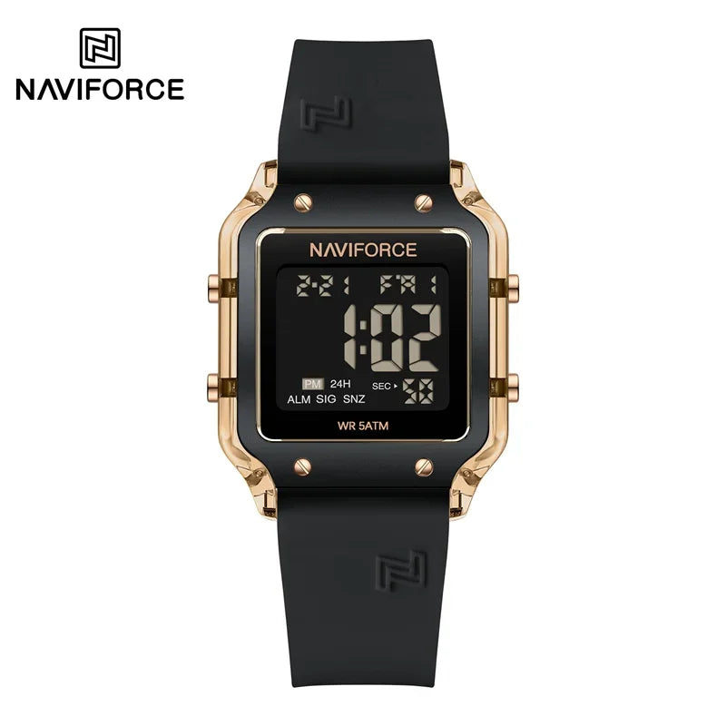 NAVIFORCE Women's Digital Sports Watch - Waterproof Silicone Strap with Time, Date & Week Display
