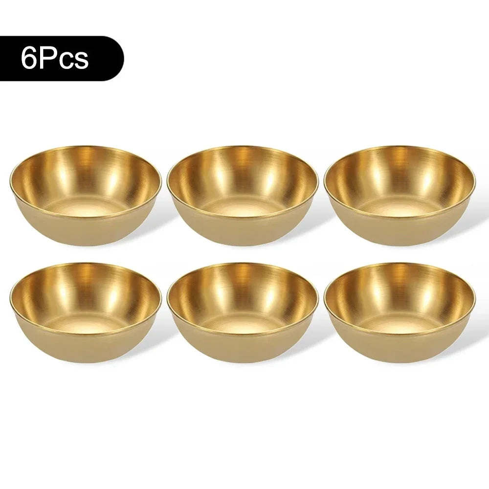 3/6-Piece Stainless Steel Sauce Dishes – Appetizer & Spice Serving Plates for Kitchen