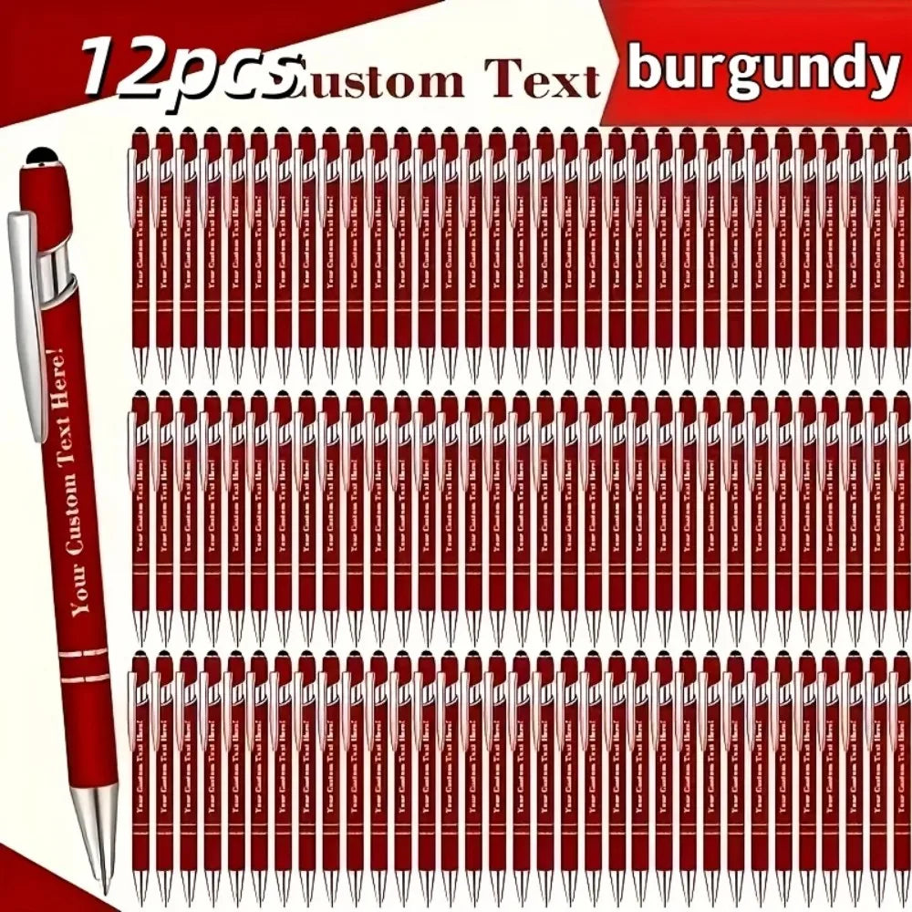 Engraved Metal Ballpoint Pens - 12-Pack Personalized Business, Anniversary & Graduation Gift Pens