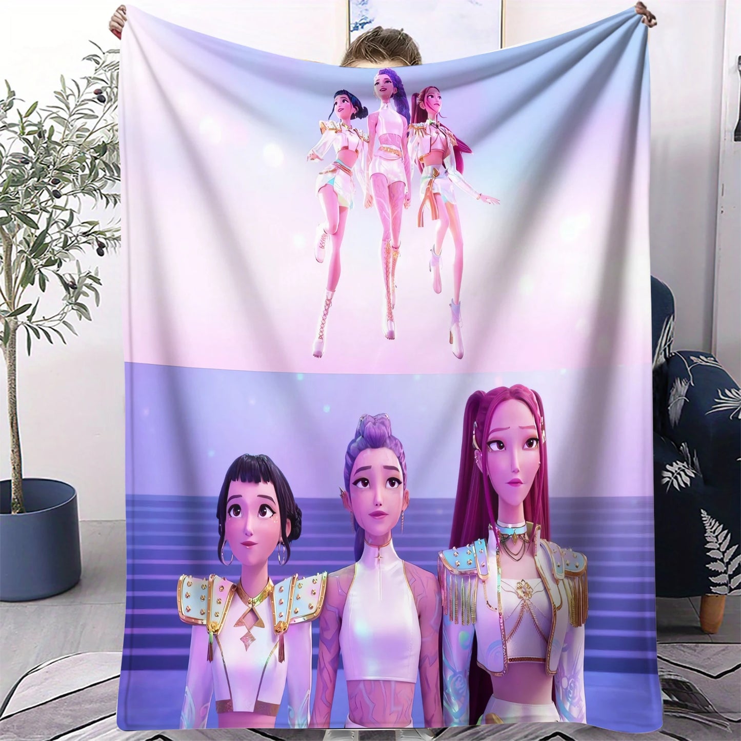 K-Pop Demon Hunters Flannel Blanket β 31 Styles Anime Throw for Home, Travel & Camping Fan Gift