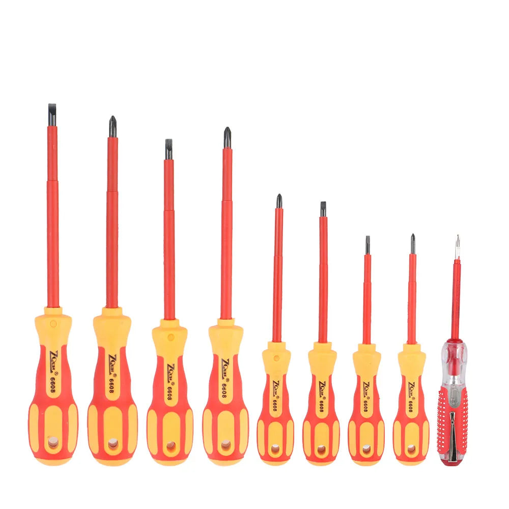 Magnetic Insulated Screwdriver Set – Phillips & Slotted Bits, Multifunctional Hand Tools for Electricians